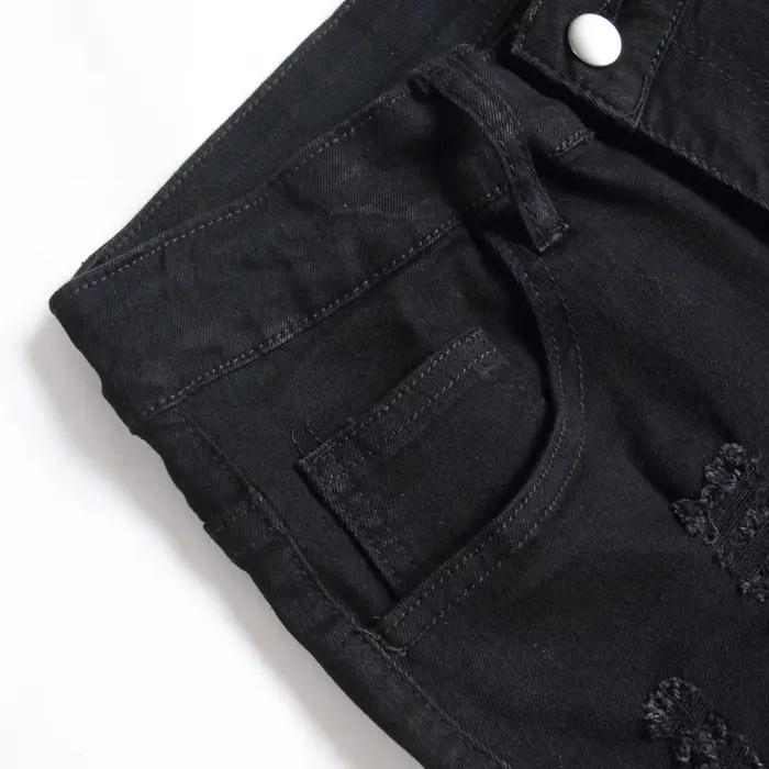 Streetwear hommes jean maigre déchiré genou longueur Hip Hop mode mince homme pantalon Stretch lavé Jogging décontracté
