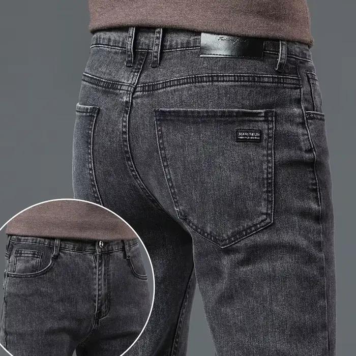 Nouveaux hommes classique marque de mode avancée Jean Homme doux Stretch gris noir Biker Masculino Denim pantalon