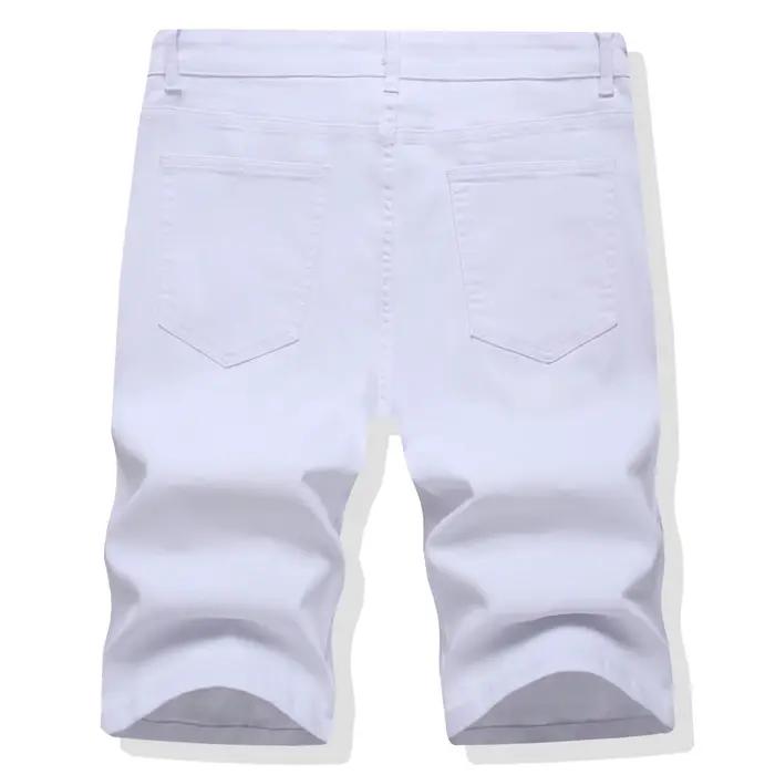 Short homme trou jean Streetwear taille moyenne lavé poches en détresse longueur genou Vintage déchiré Denims pantalon court droit
