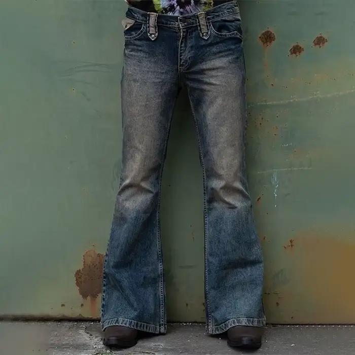 Jeans évasés monochromes pour hommes