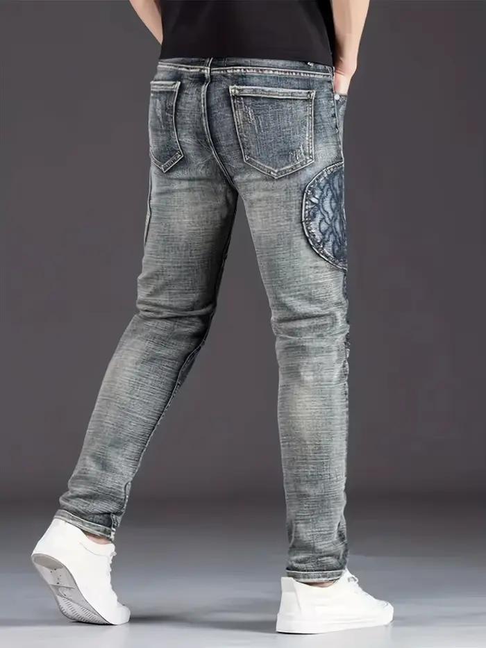Jeans de moto homme décontractés avec patchwork pour les quatre saisons occasions quotidiennes et style nostalgique