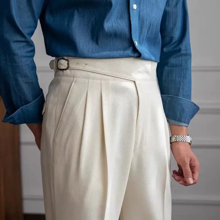 Nouveau pantalon droit taille haute pour homme