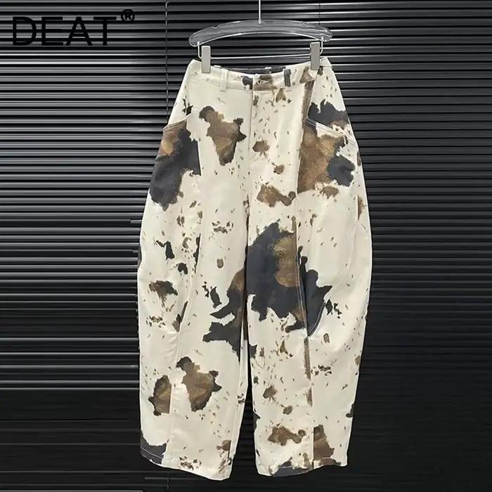DEAT 2025 début automne nouveau Style ample motif contraste couleur jean pour femmes