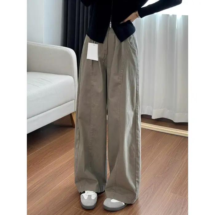 Pantalon décontracté kaki pour femme