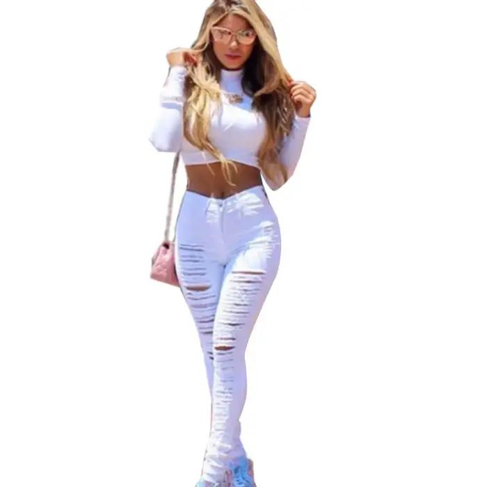 Nouveau concepteur Denim femmes 2025 taille haute déchiré Jean