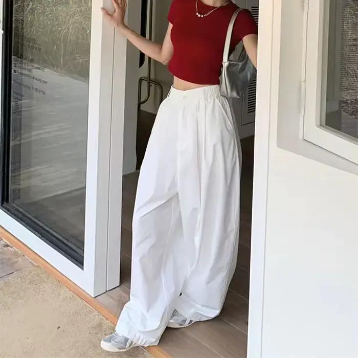 Zoki-Pantalon Blanc à Jambes Larges pour Femme