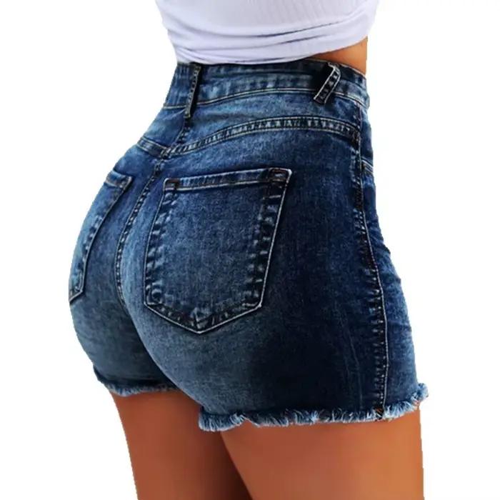Shorts en jean déchirés style rétro pour femme