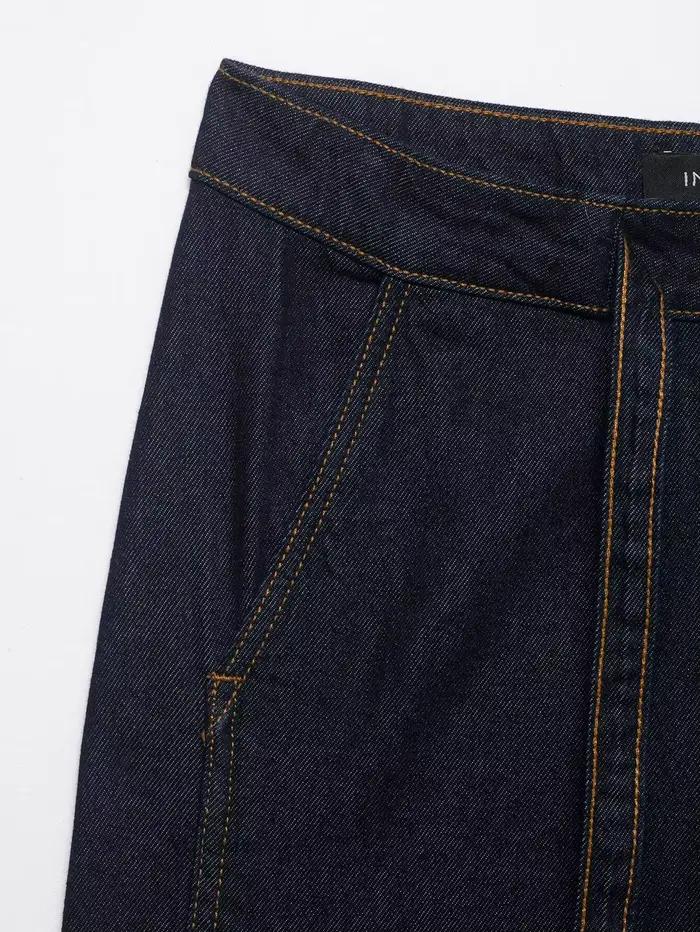 Jean taille haute à jambe large pour femme
