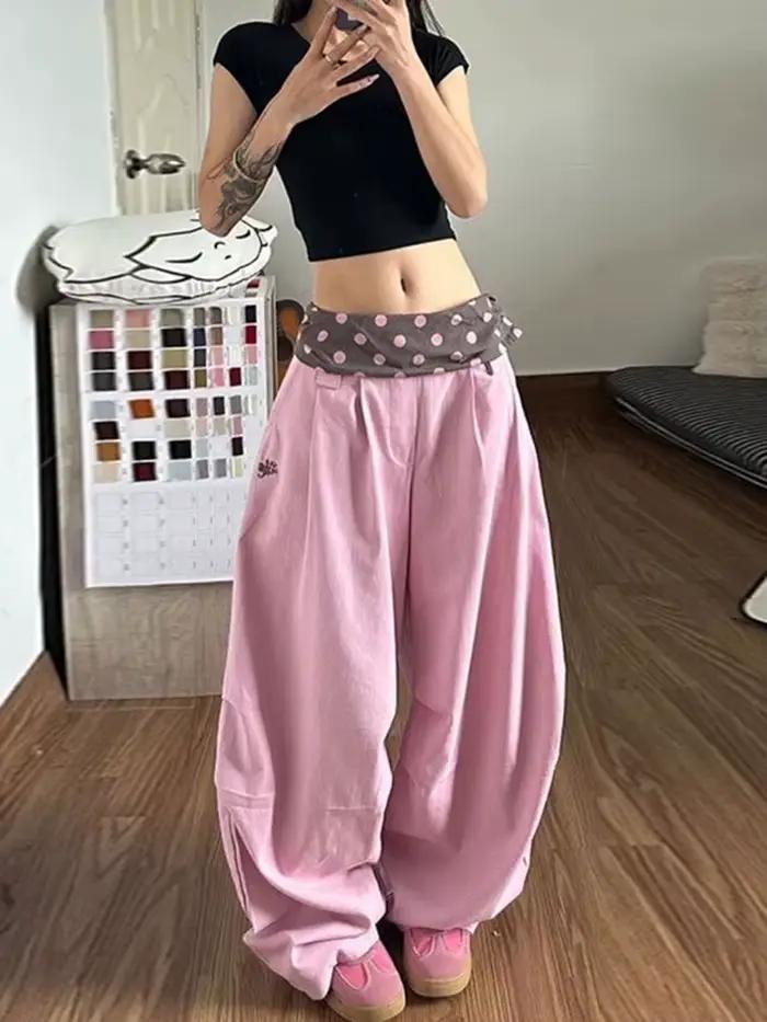 Aoaiiys – pantalon à jambes larges pour femmes