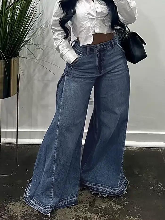 Jeans vintage à jambes larges pour femmes
