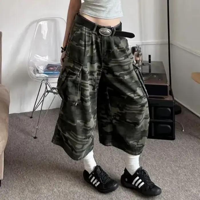 Jean de Camouflage américain Y2K pour hommes et femmes