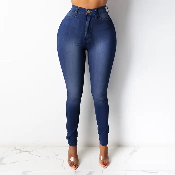Botvotee jean crayon maigre pour femmes taille haute décontractée élégant bureau Denim pantalon bleu blanc noir