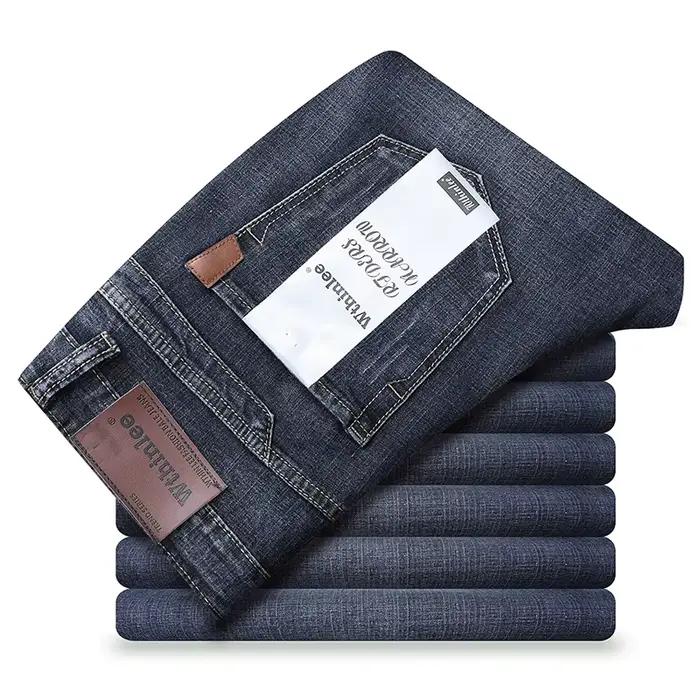Printemps automne 2025 hommes Jeans intelligents mode d'affaires droit régulier bleu Stretch Denim pantalon classique