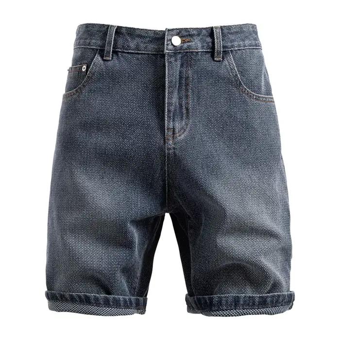 Shorts en jean pour hommes, coupe droite, longueur genou, motif ciel étoilé, style Y2K, streetwear, décontracté, plage, vintage, ample, taille haute 2026