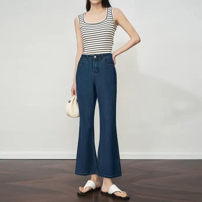 OLrain Jean évasé bleu pour femme