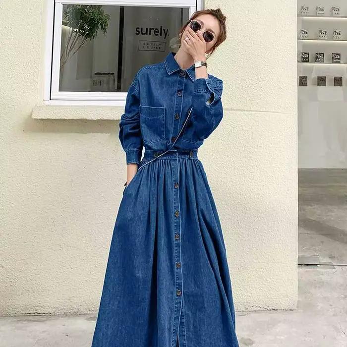 Robe longue en jean pour femmes