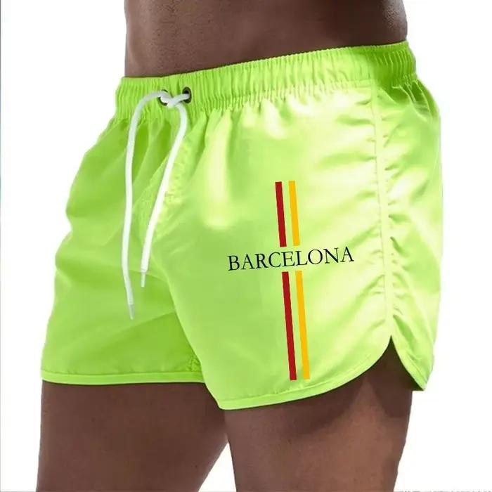 Shorts de Plage Hommes Imprimé Barcelone Haute Qualité Respirants et à Séchage Rapide Pour Activités Sportives et Plages