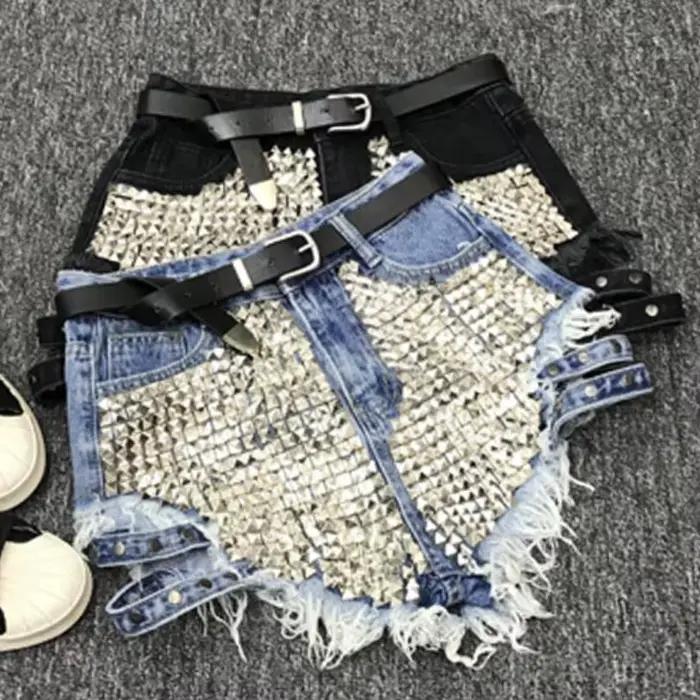 Jean en Denim à Rivets pour Femme