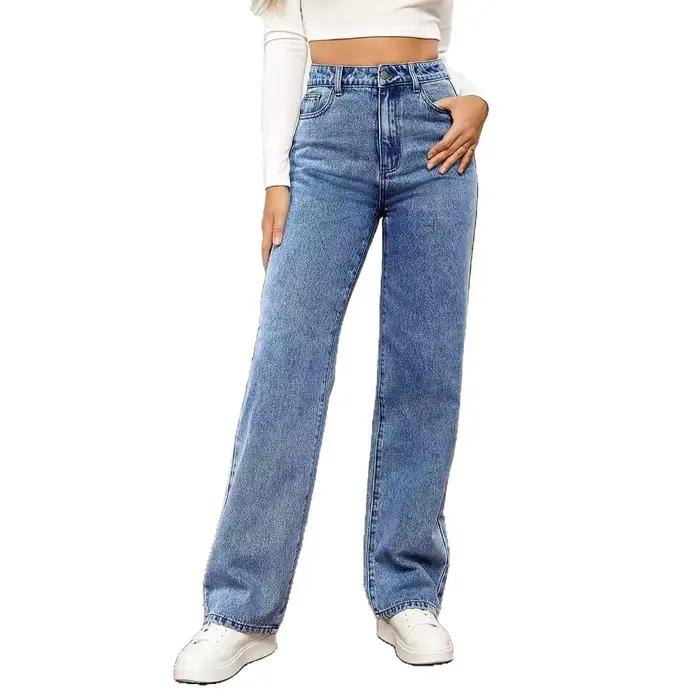 Jeans en denim à taille haute pour femmes