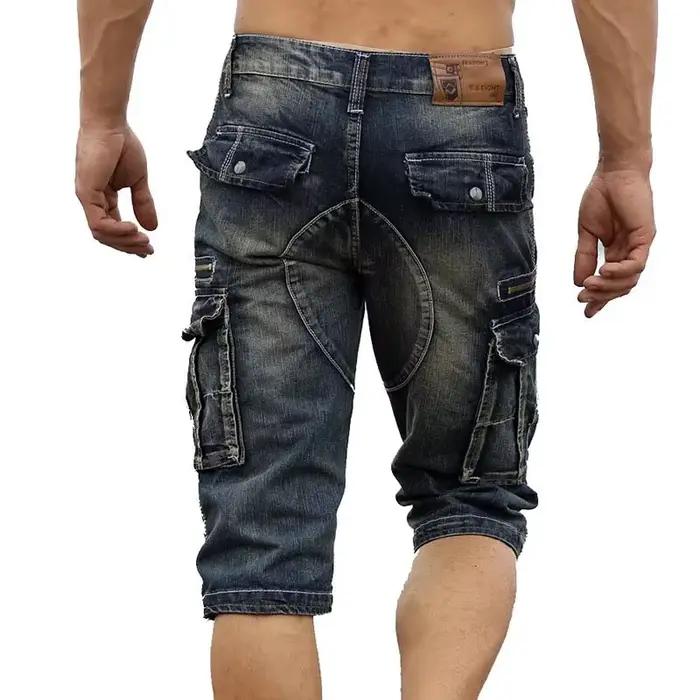 Short cargo en denim pour homme avec plusieurs poches
