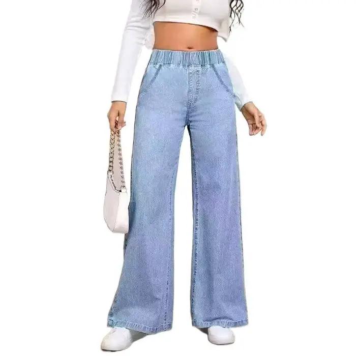 Jean ample taille haute coupe droite pour femme – Nouvelle collection automne-hiver – Pantalon large grande