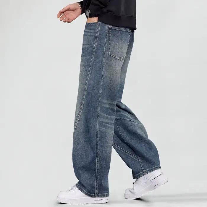 Jean droit extra long pour hommes grands formats denim haute qualité style décontracté occasions spéciales
