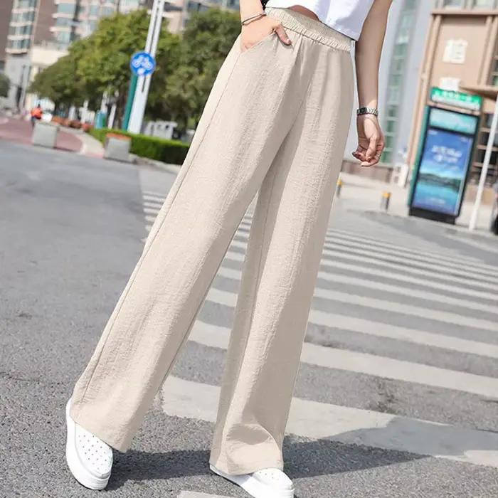 Pantalon large taille haute pour femme