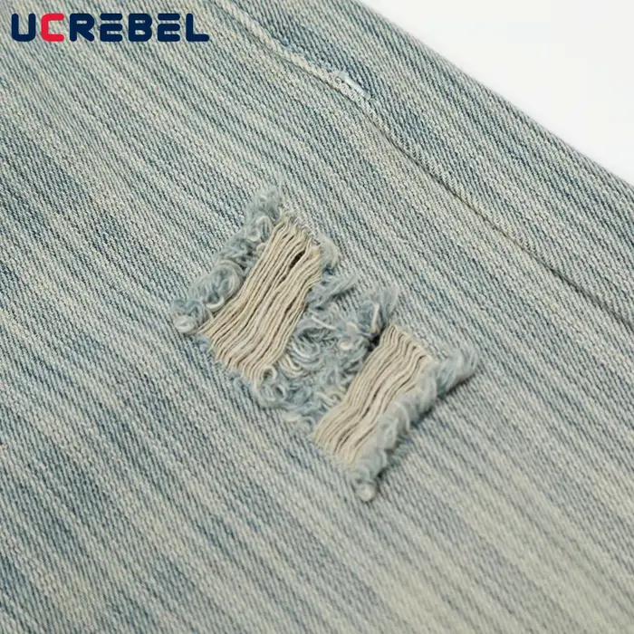 Jean déchiré à motif de bambou pour hommes