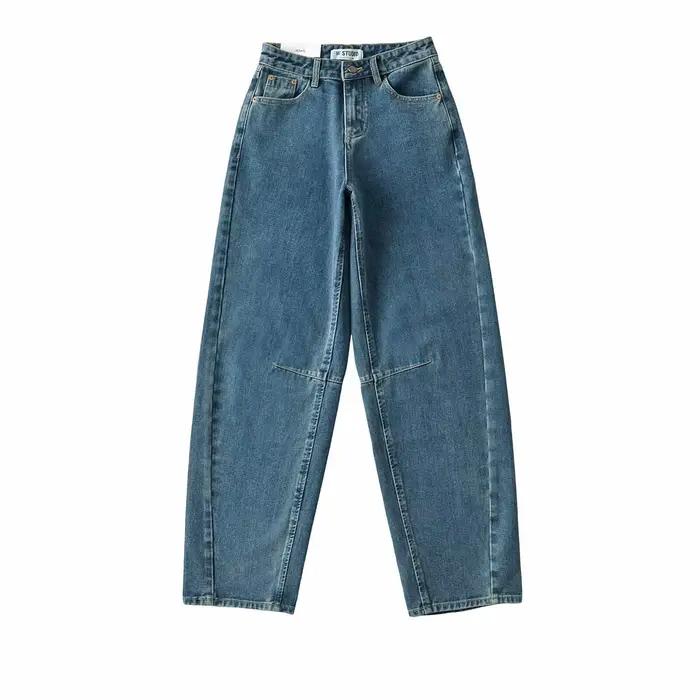 Jean ample à jambes larges style rétro américain délavé pour hiver confortable et décontracté femmes occasions quotidiennes