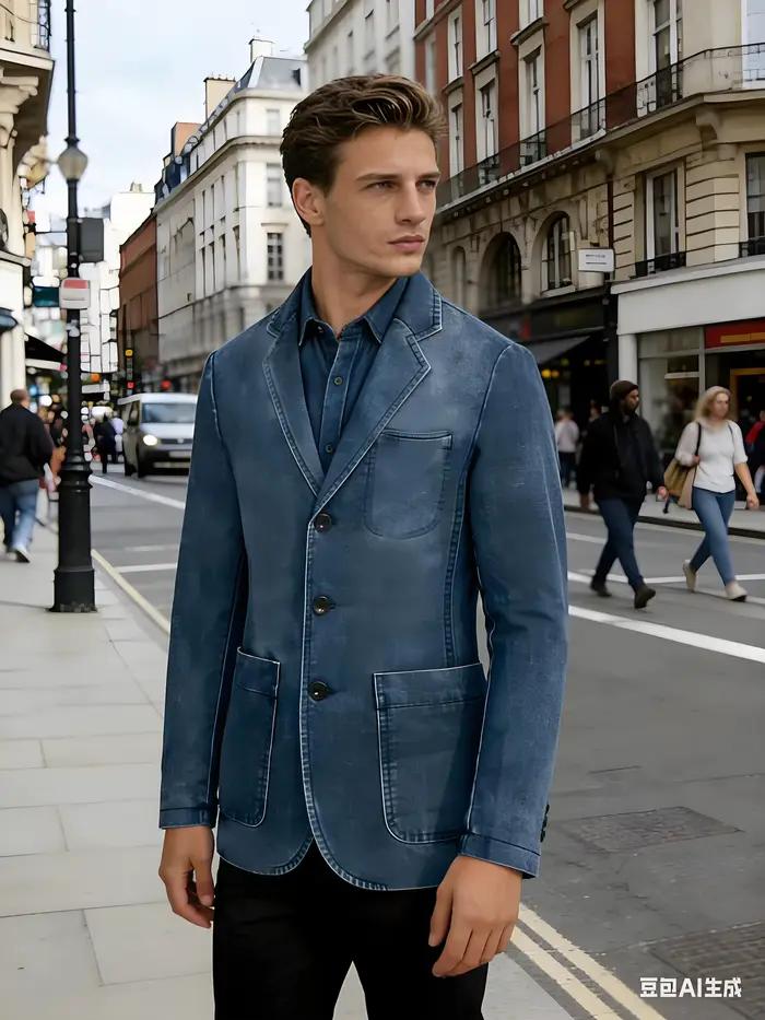 Blazer en jean décontracté pour hommes