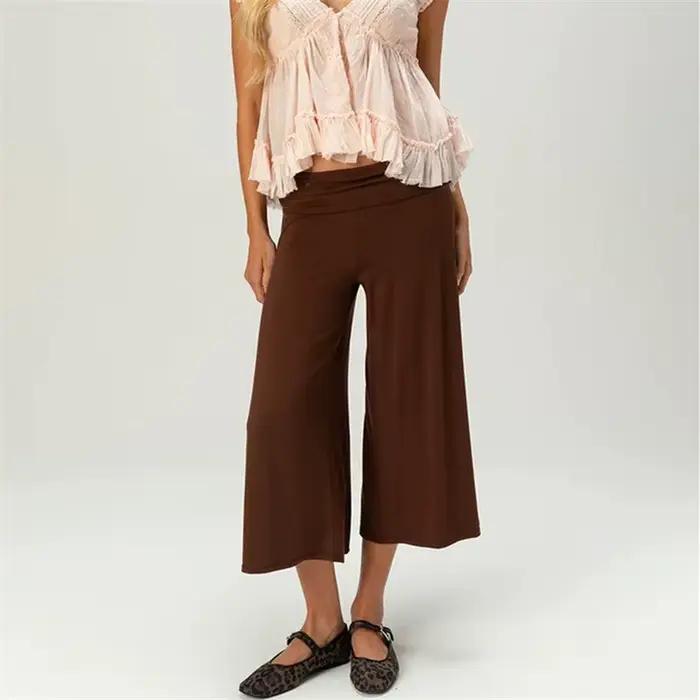 Pantalon Gaucho plissé à taille basse pour femme
