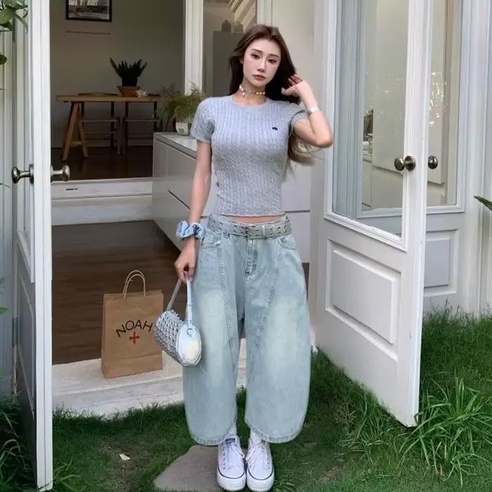 Jean baggy décontracté pour femme style vintage sexy Harajuku Y2K punk