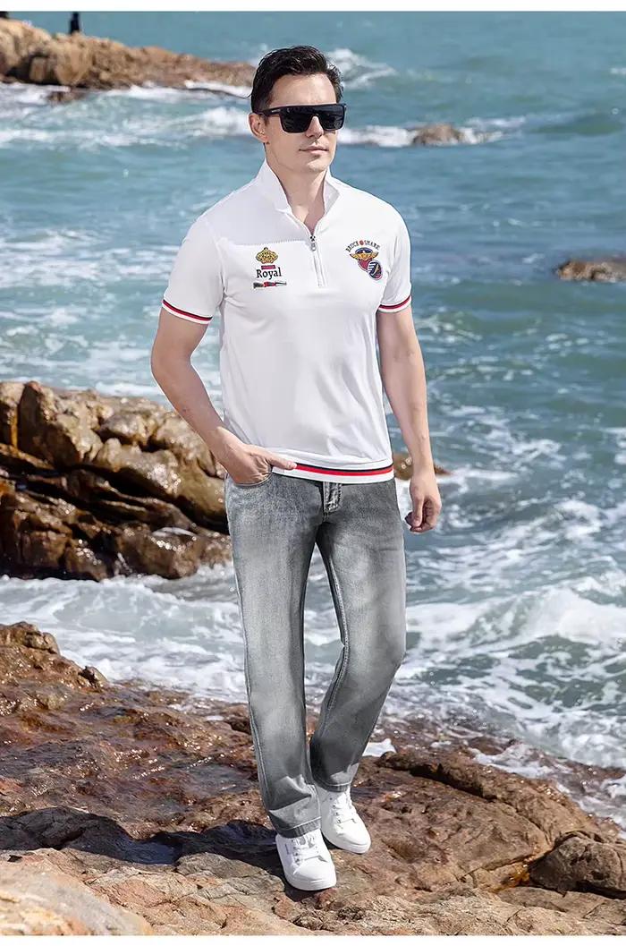 Nouveau Jean Bruce & Shark Mince Gris Clair Hommes Décontracté Élégant Pour Hommes Occasions Estivales