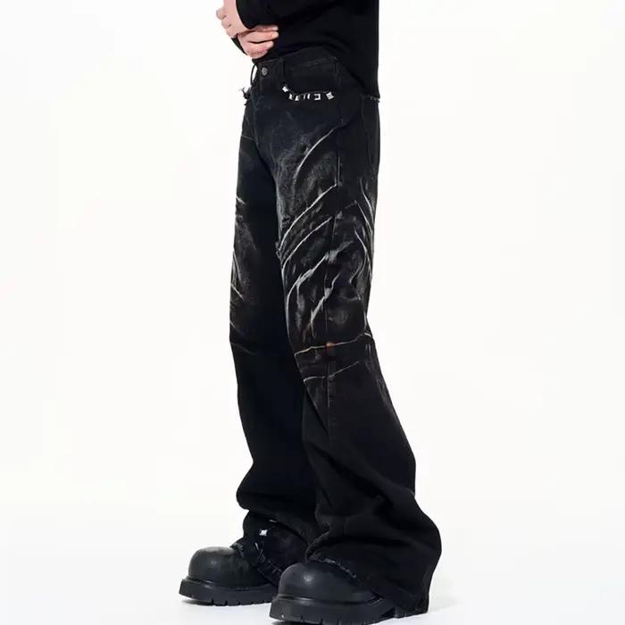 Jeans Baggy Retro Noir Avec Rivets Style Y2K Streetwear Hommes Occasions De Tous Les Jours