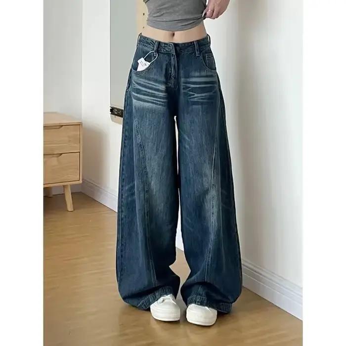 Jean taille haute à jambes larges pour femmes