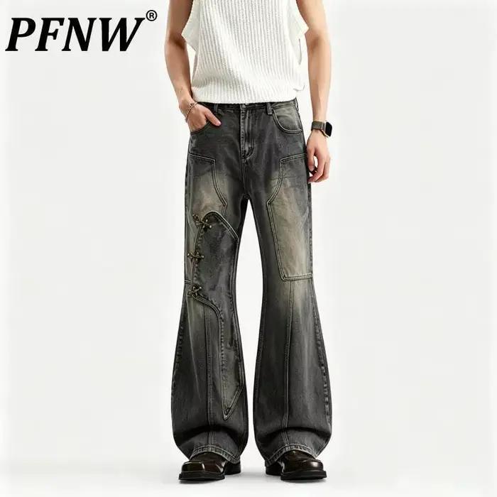 PFNW Jean en denim délavé tendance pour homme