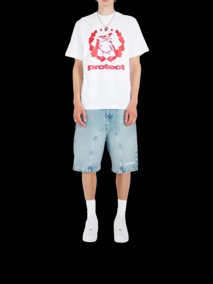 HOUZHOU Y2k Vintage Harajuku jean court femmes lavé broderie américain rétro homme Denim Jorts Baggy Hip Hop Streetwear été