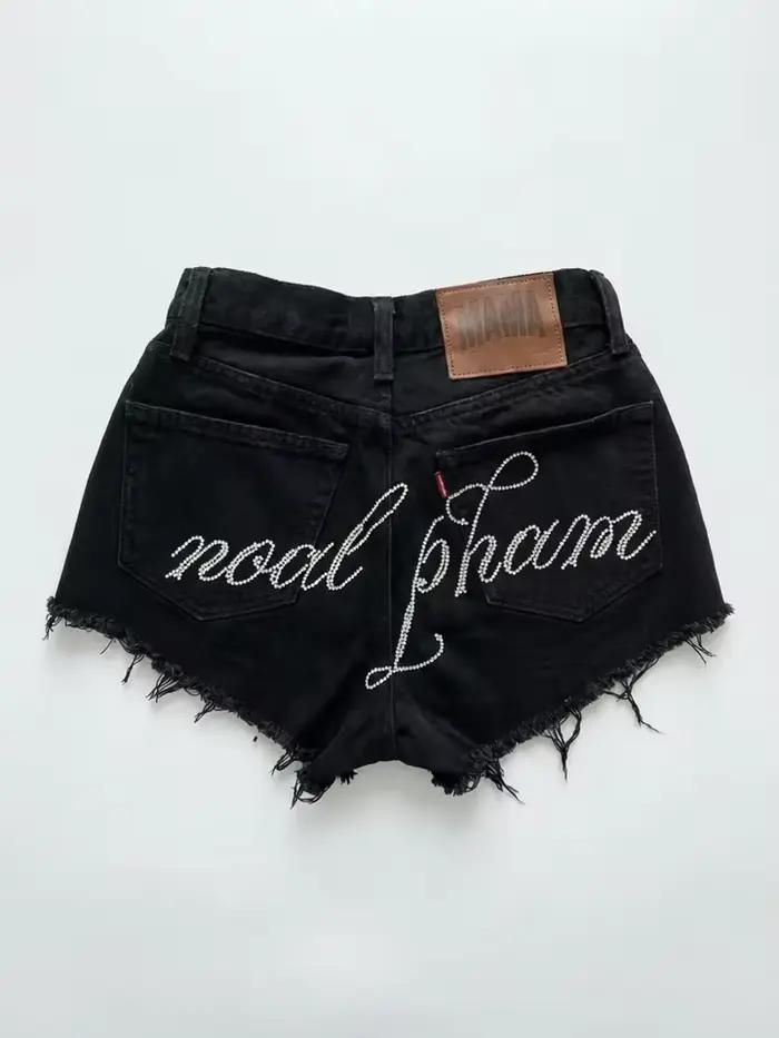 Shorts en jean noir pour femme