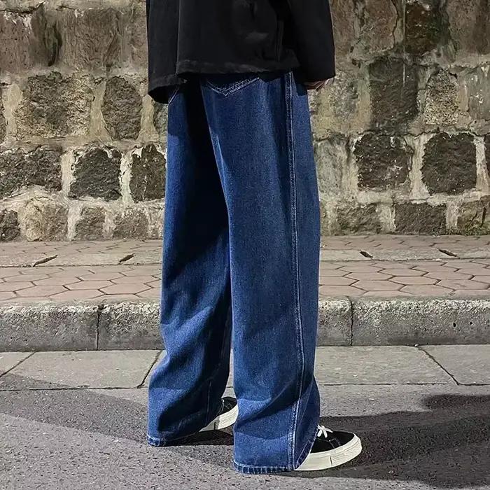 Jean ample homme style streetwear coréen ample droit pour hommes occasions quotidiennes四季通用宽松直筒男士牛仔裤日常穿搭