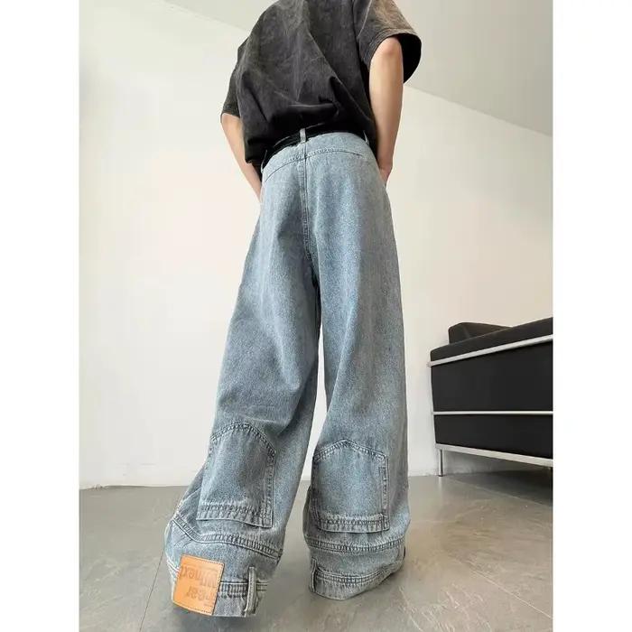Jean à jambes larges de Style hongkongais pour hommes