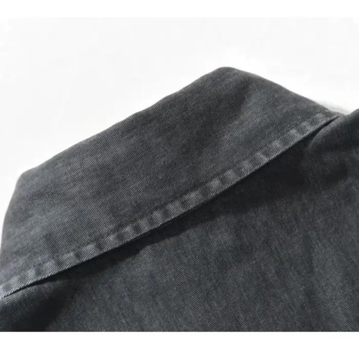 Salopette vintage américaine homme coton bleu gris décontractée col rabattu pour printemps automne voyage randonnée festival