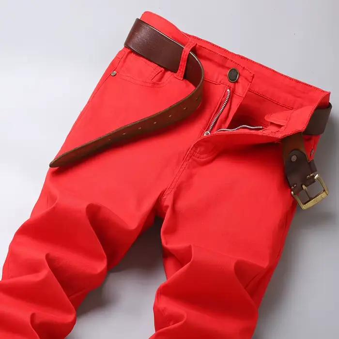 Jean en Denim Rouge et Blanc pour Homme
