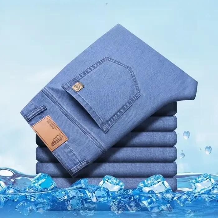 Jean en soie glacée pour hommes été nouveau Lyocell mince affaires pantalon en Denim décontracté classique tout Match