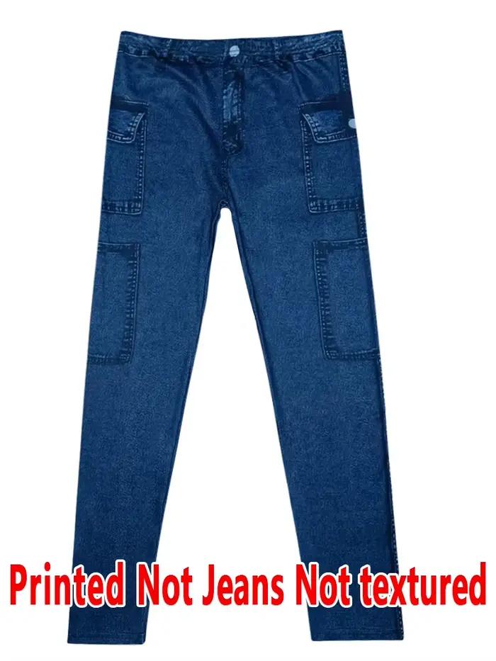 Pantalon moulant en denim imprimé sans cuir pour femme 2117
