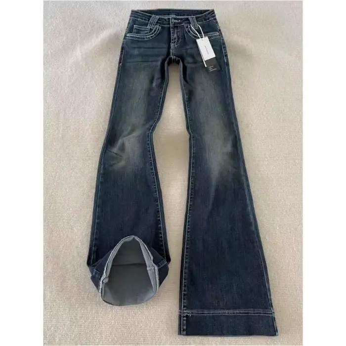 Jeans en denim taille basse pour femme