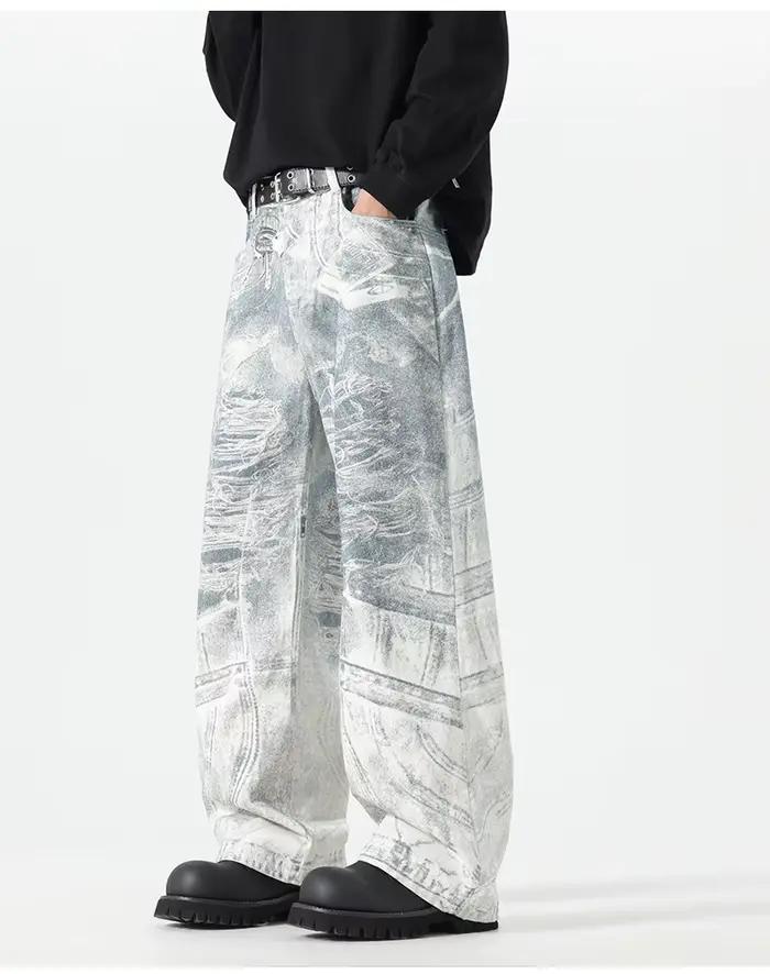 2025 nouveaux jeans hommes numérique splash-encre imprimé style