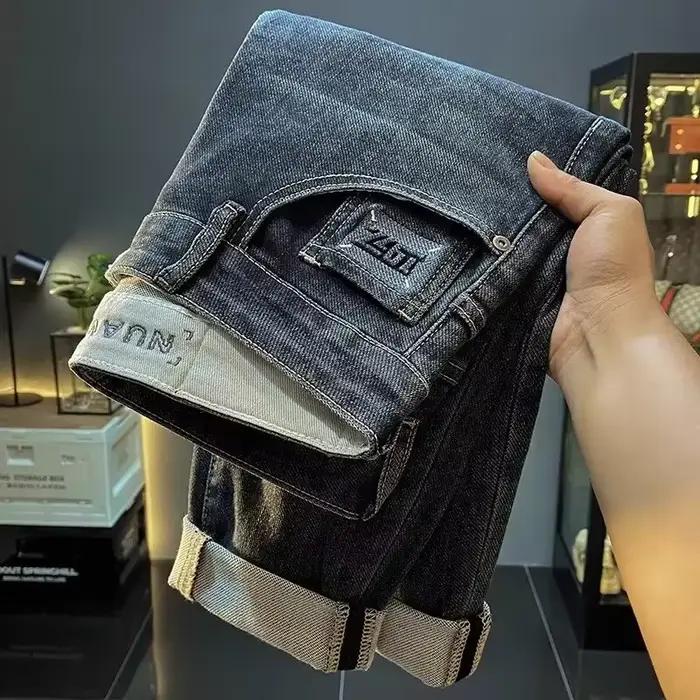 Jean slim droit pour homme – Nouvelle collection printemps-automne – Style coréen tendance – Coupe ajustée – Brodé – Meilleure vente de la saison