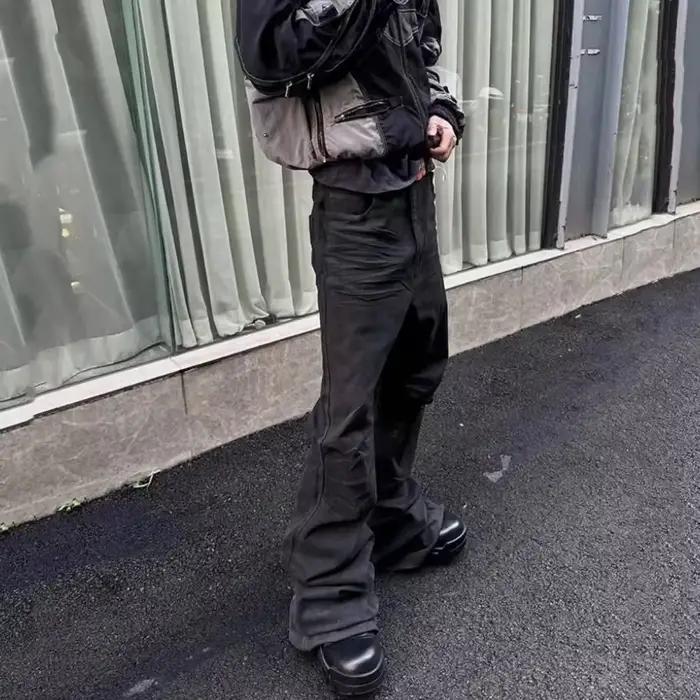 Jeans décontractés amples noirs gothiques rétro pour hommes et femmes