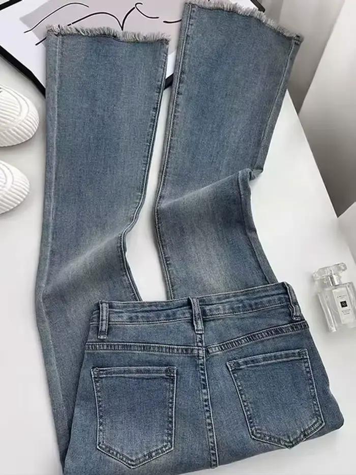 Jeans évasés taille haute skinny coréens pour femmes