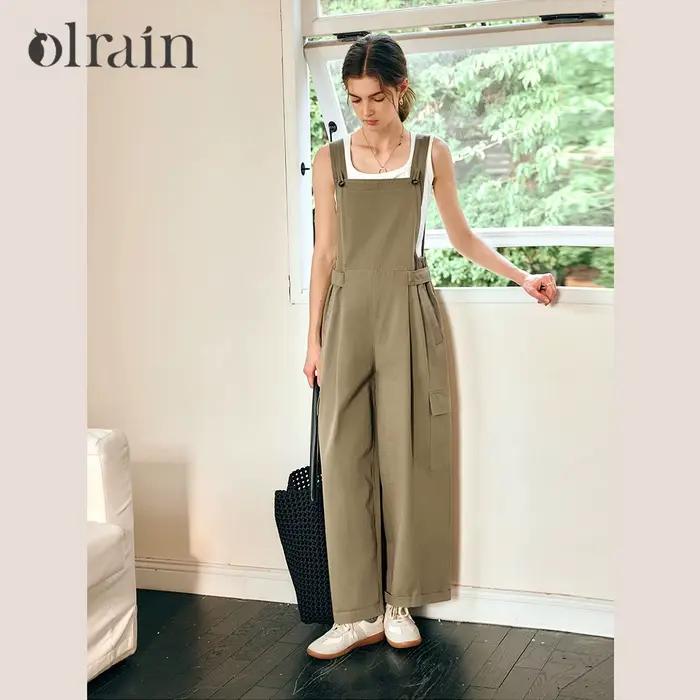 Ensemble OLrain Khaki Décontracté Femme Salopette Bureau Chic Été 2026 Occasions Spéciales